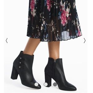 WHBM Leather Military Ankle Booties Black